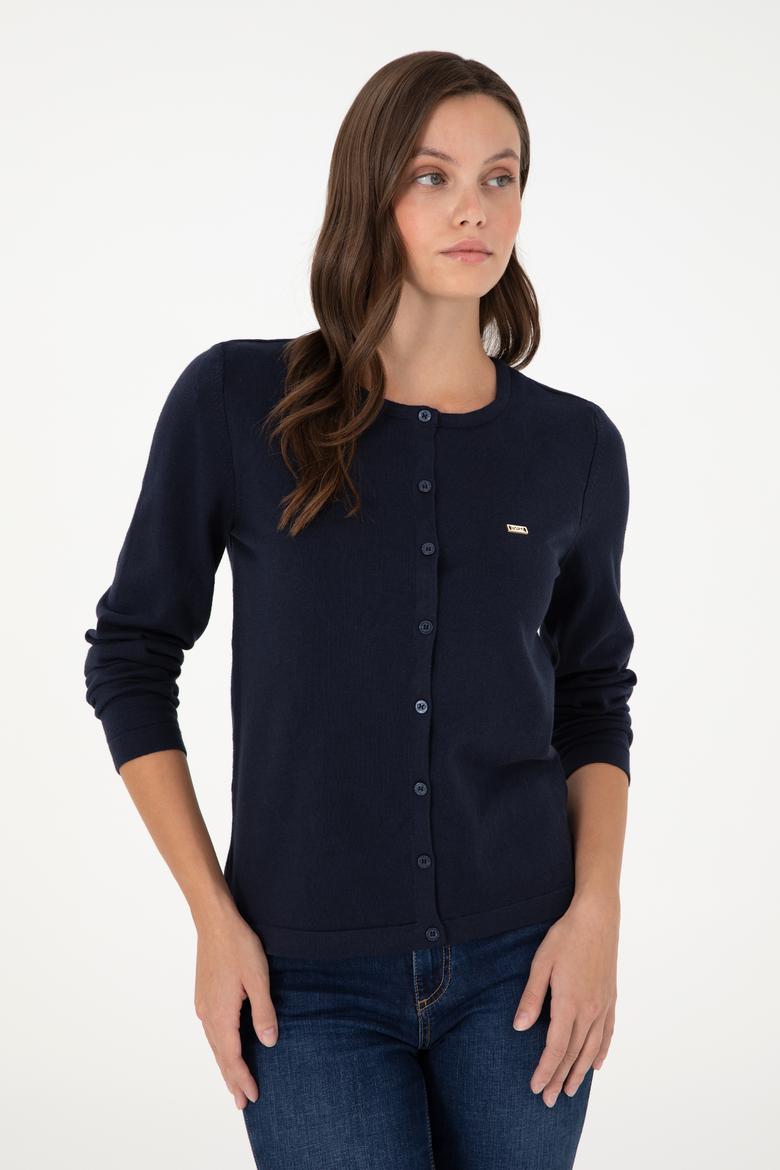 Kadın Lacivert Basic Triko Hırka - 50288996034