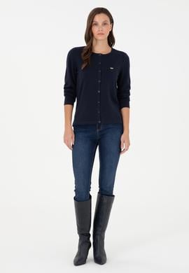 Kadın Lacivert Basic Triko Hırka - 50288996034