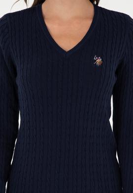 Kadın Lacivert V Yaka Basic Kazak - 50288992055