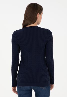 Kadın Lacivert V Yaka Basic Kazak - 50288992055