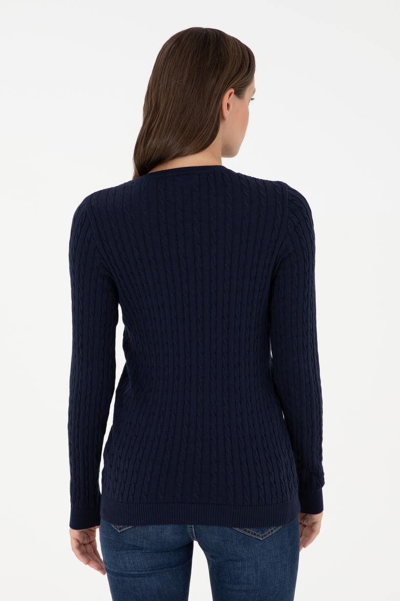 Kadın Lacivert V Yaka Basic Kazak - 50288992055