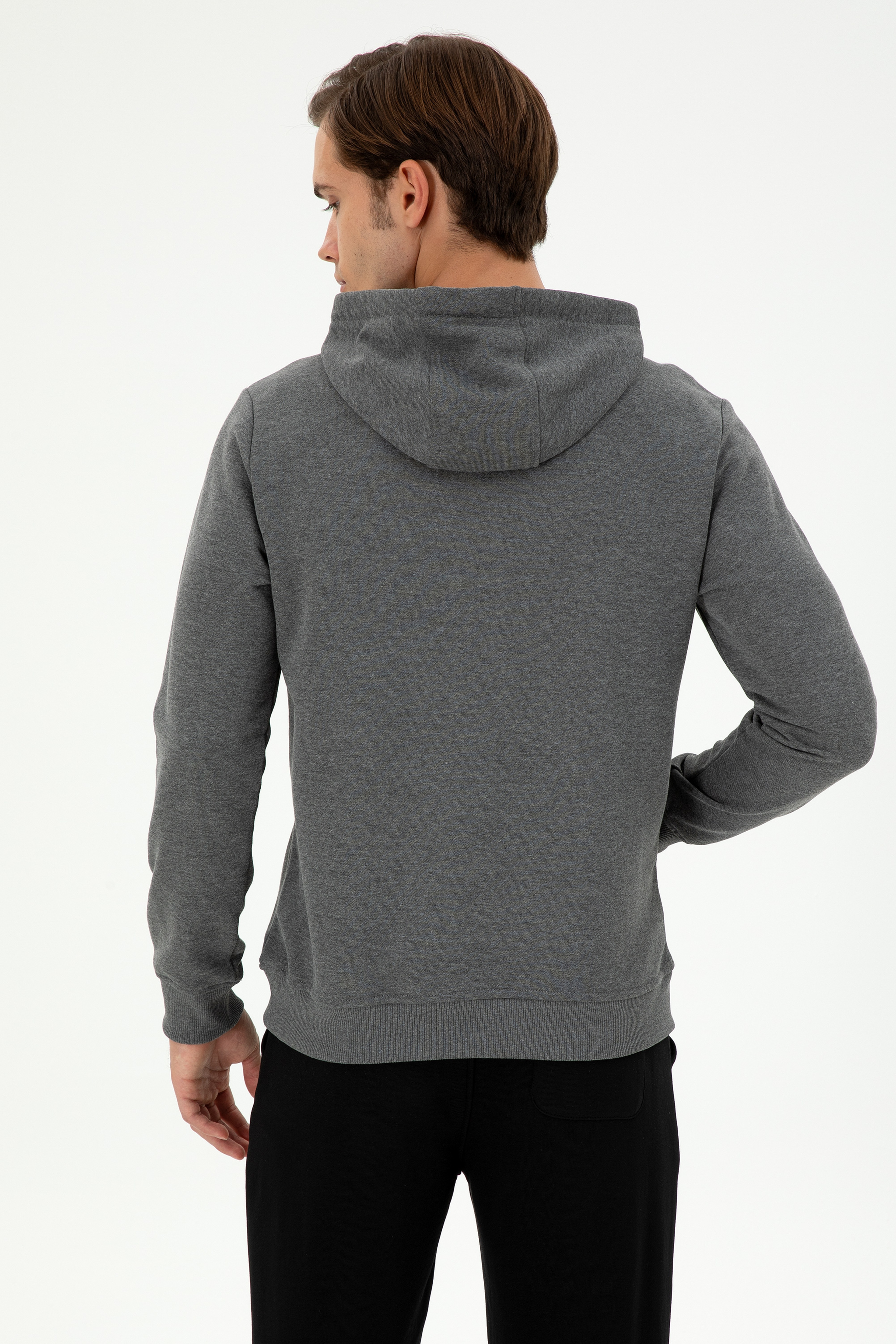 Erkek Antrasit Melanj Basic Sweatshirt - Image 5
