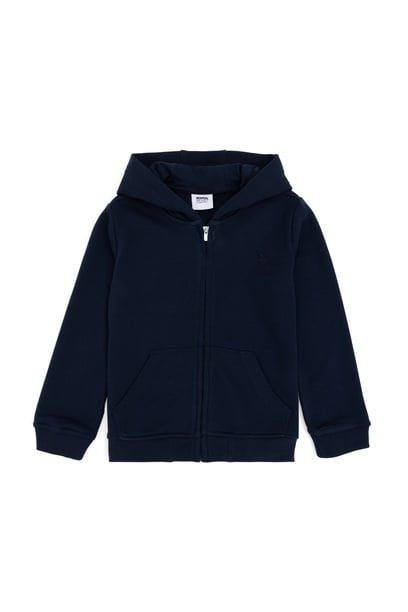 Erkek Çocuk Lacivert Basic Fermuarlı Sweatshirt