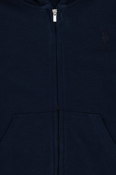 Erkek Çocuk Lacivert Basic Fermuarlı Sweatshirt