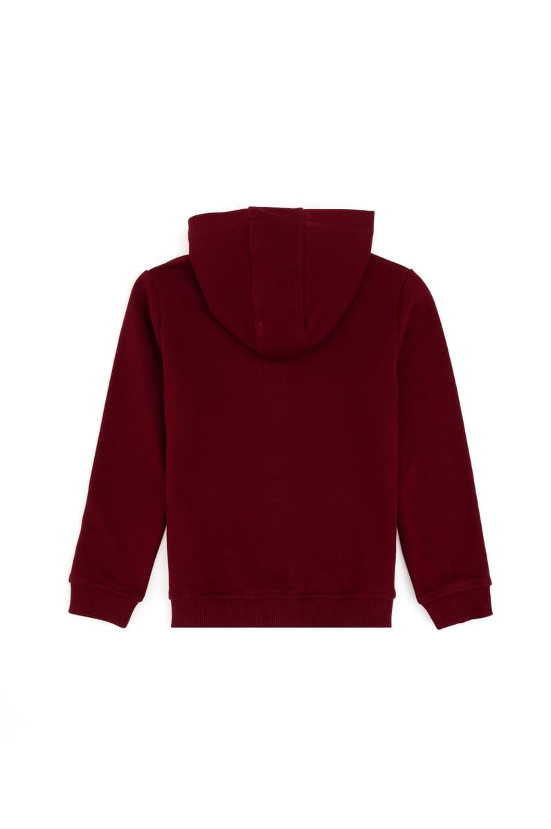 Erkek Çocuk Bordo Basic Fermuarlı Sweatshirt