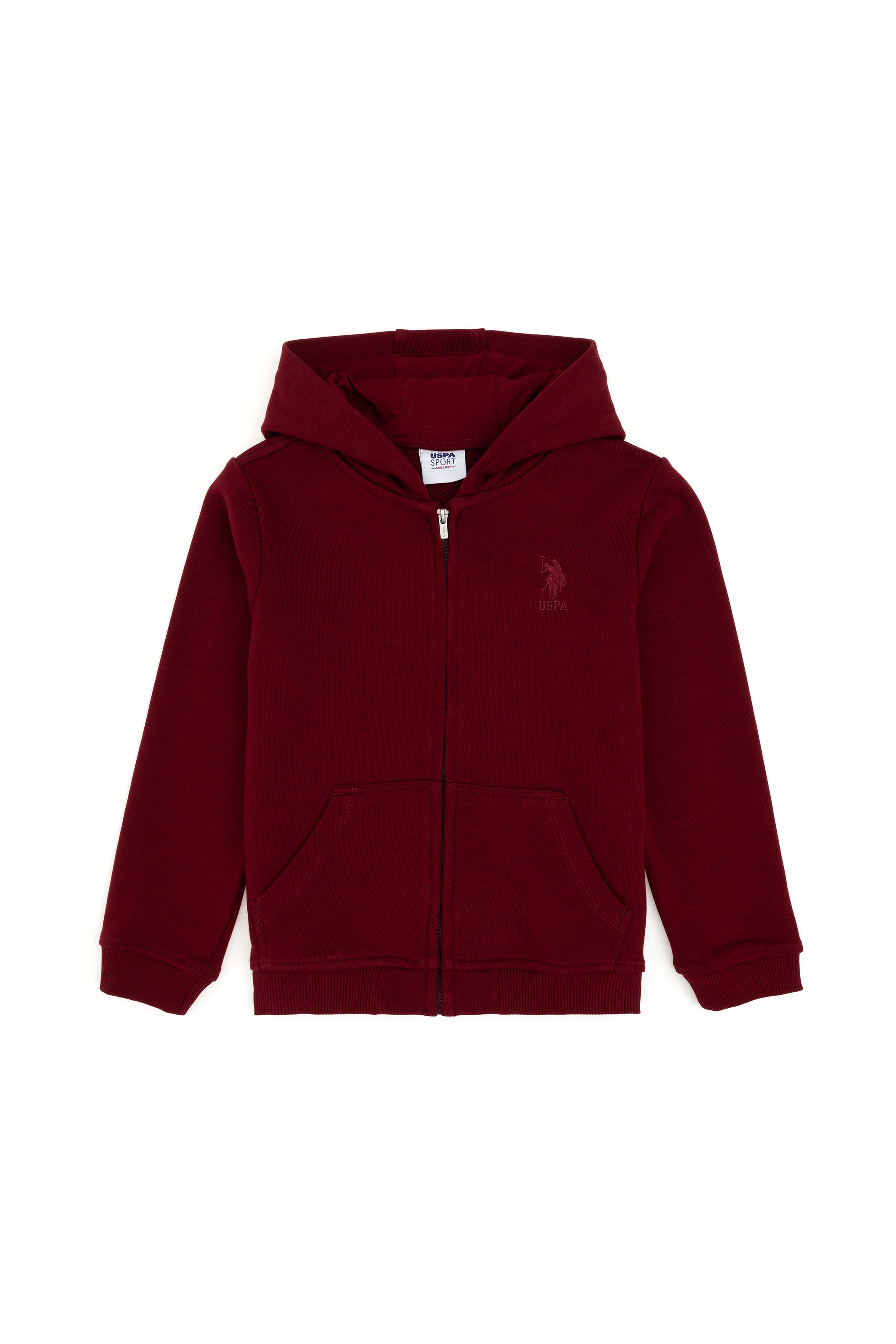 Erkek Çocuk Bordo Basic Fermuarlı Sweatshirt - Image 1