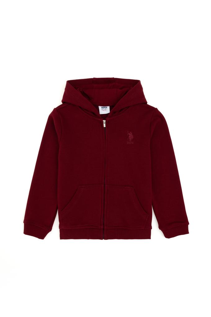 Erkek Çocuk Bordo Basic Fermuarlı Sweatshirt