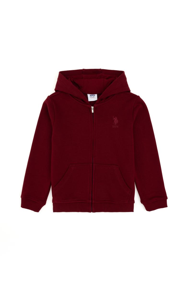 Erkek Çocuk Bordo Basic Fermuarlı Sweatshirt