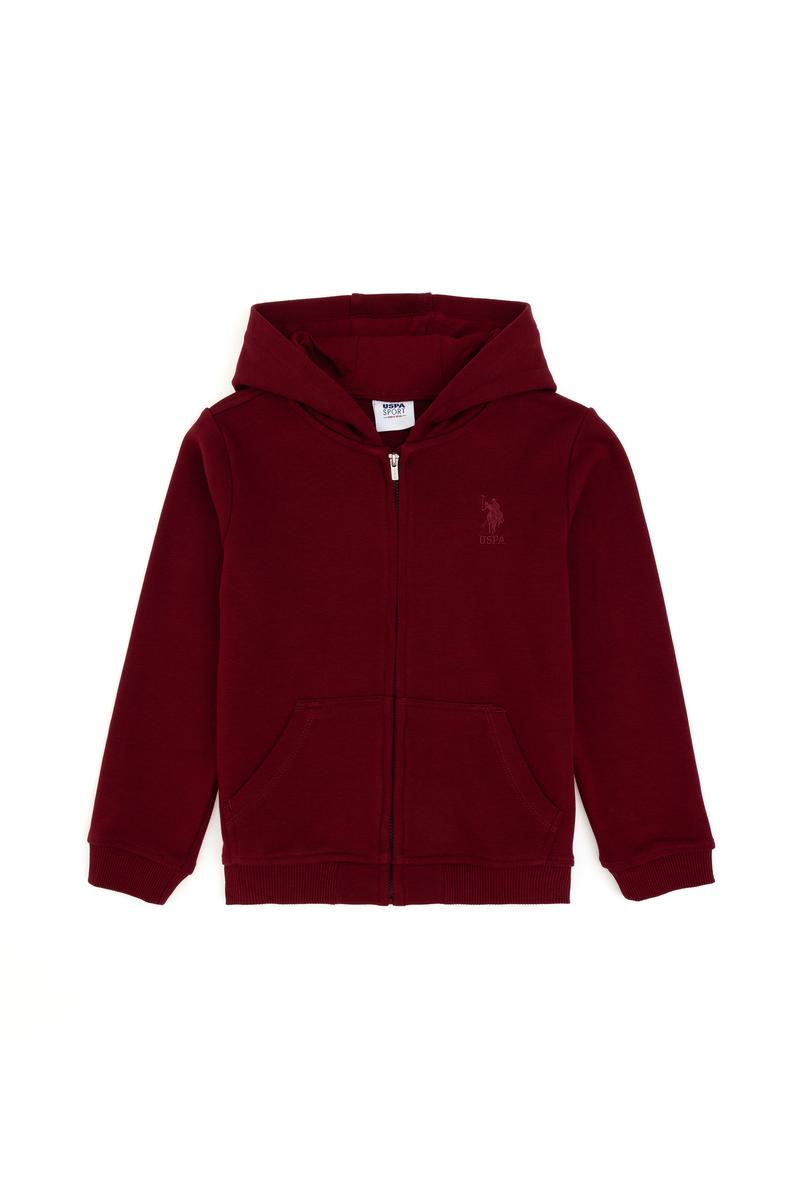 Erkek Çocuk Bordo Basic Fermuarlı Sweatshirt