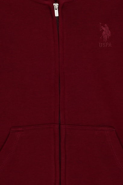 Erkek Çocuk Bordo Basic Fermuarlı Sweatshirt