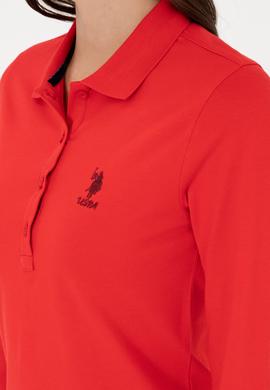 Kadın Kırmızı Basic Polo Yaka Sweatshirt - 50289541037