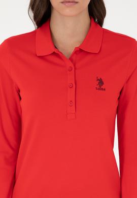 Kadın Kırmızı Basic Polo Yaka Sweatshirt - 50289541037