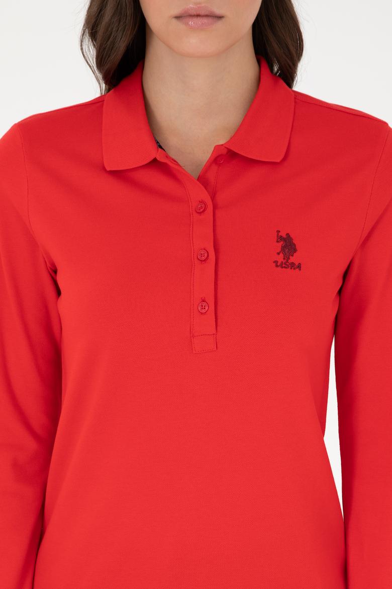 Kadın Kırmızı Basic Polo Yaka Sweatshirt - 50289541037