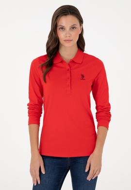 Kadın Kırmızı Basic Polo Yaka Sweatshirt - 50289541037