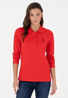 Kadın Kırmızı Basic Polo Yaka Sweatshirt - 50289541037