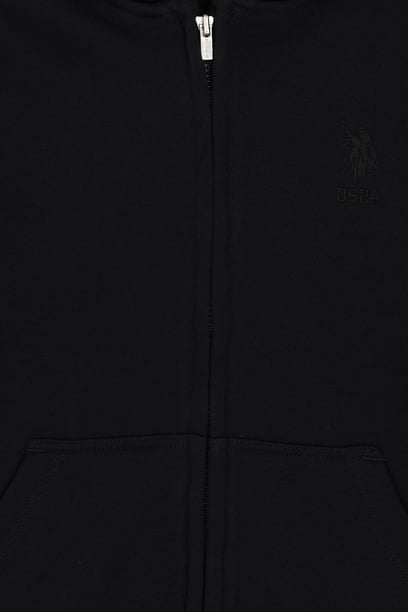Erkek Çocuk Siyah Basic Fermuarlı Sweatshirt