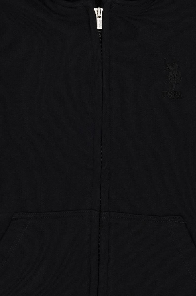 Erkek Çocuk Siyah Basic Fermuarlı Sweatshirt