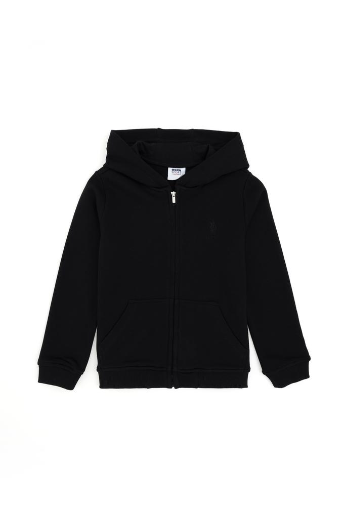 Erkek Çocuk Siyah Basic Fermuarlı Sweatshirt