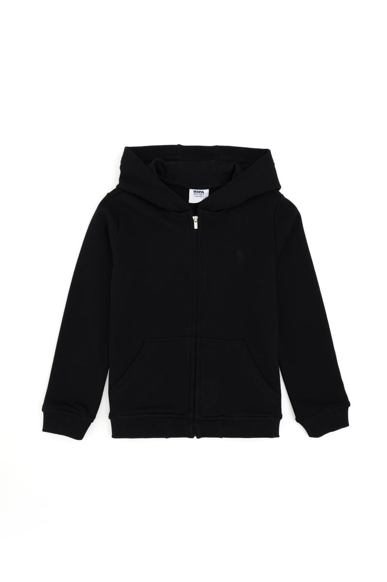 Erkek Çocuk Siyah Basic Fermuarlı Sweatshirt
