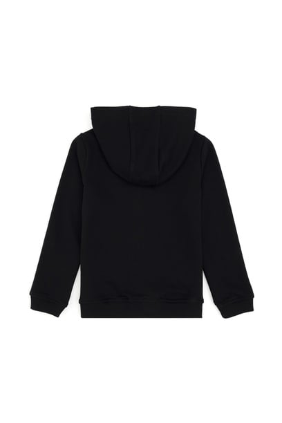 Erkek Çocuk Siyah Basic Fermuarlı Sweatshirt