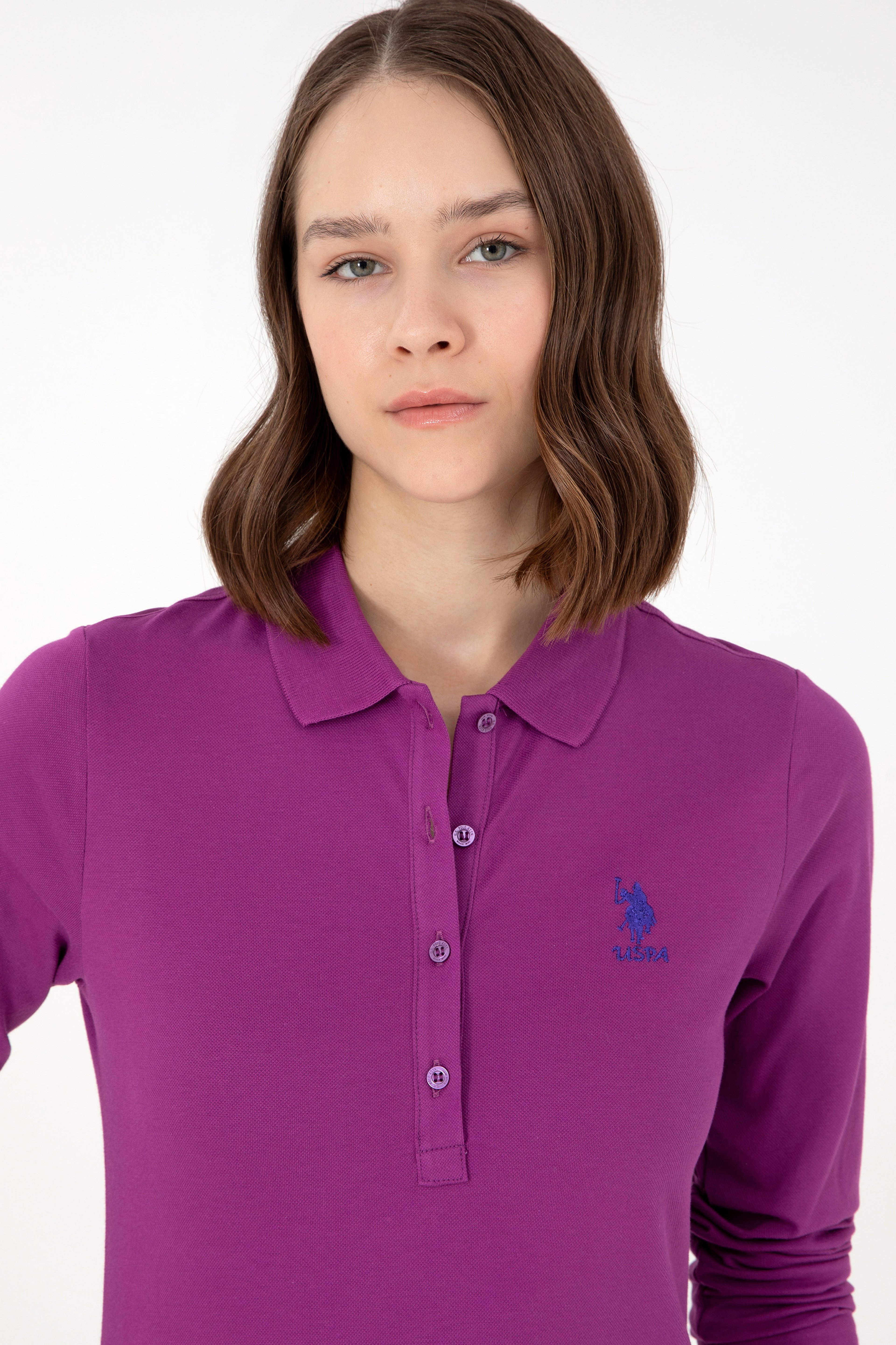 Kadın Menekşe Basic Polo Yaka Sweatshirt - Image 2