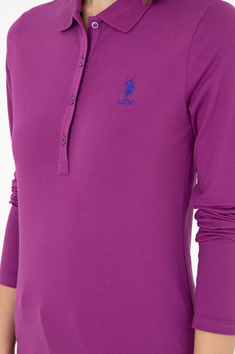 Kadın Menekşe Basic Polo Yaka Sweatshirt