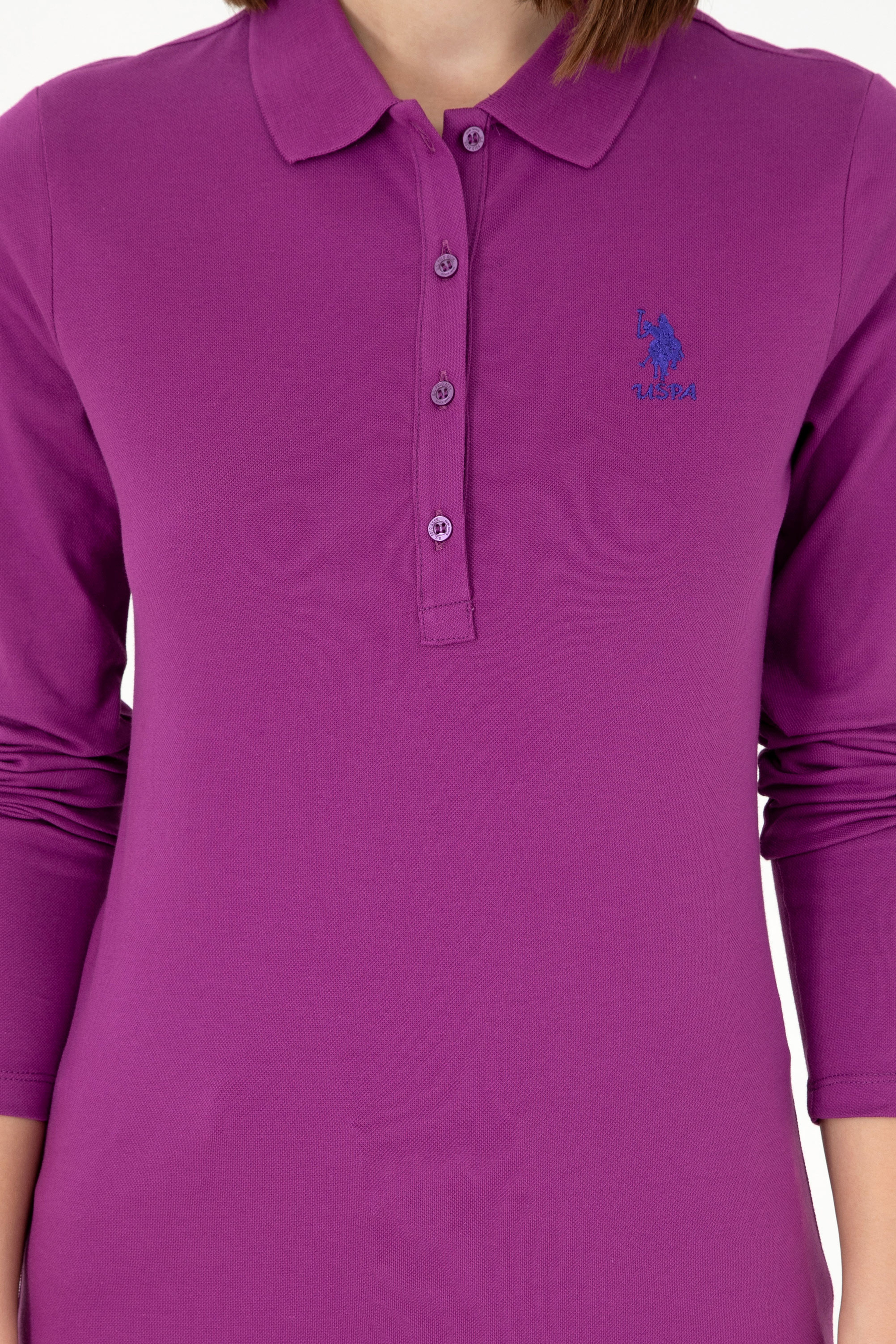 Kadın Menekşe Basic Polo Yaka Sweatshirt