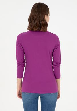 Kadın Menekşe Basic Polo Yaka Sweatshirt - 50289541180