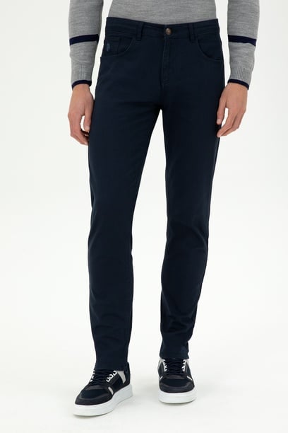 Erkek Slim Fit Lacivert Kanvas Pantolon