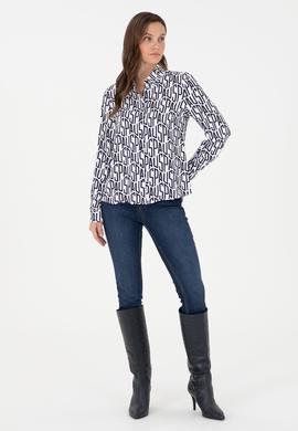 Kadın Lacivert Uzun Kollu Gömlek - 50292297023