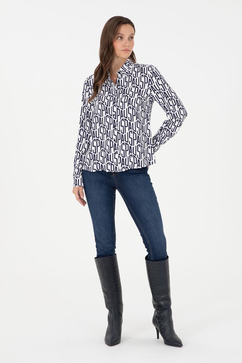 Kadın Lacivert Uzun Kollu Gömlek - 50292297023