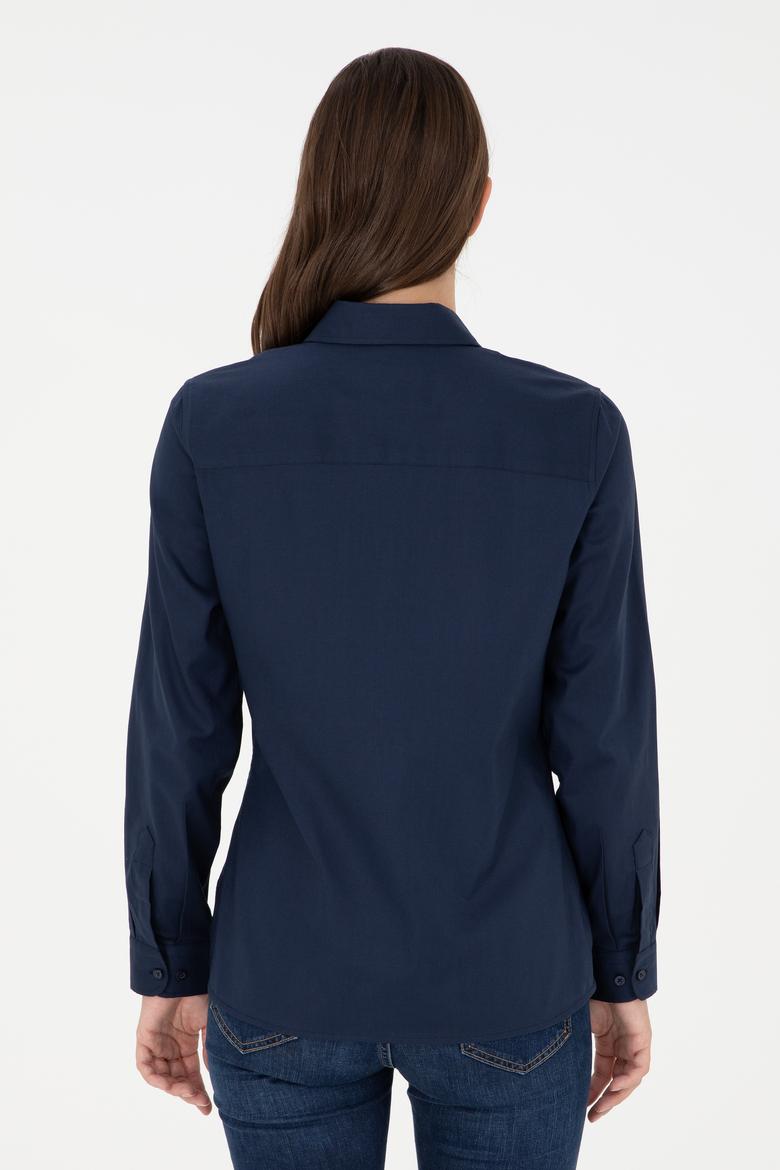 Kadın Lacivert Uzun Kollu Basic Gömlek - 50295710021