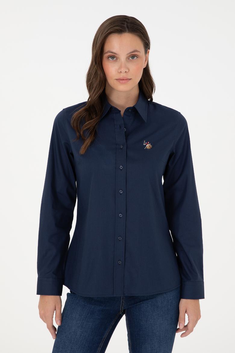 Kadın Lacivert Uzun Kollu Basic Gömlek - 50295710021