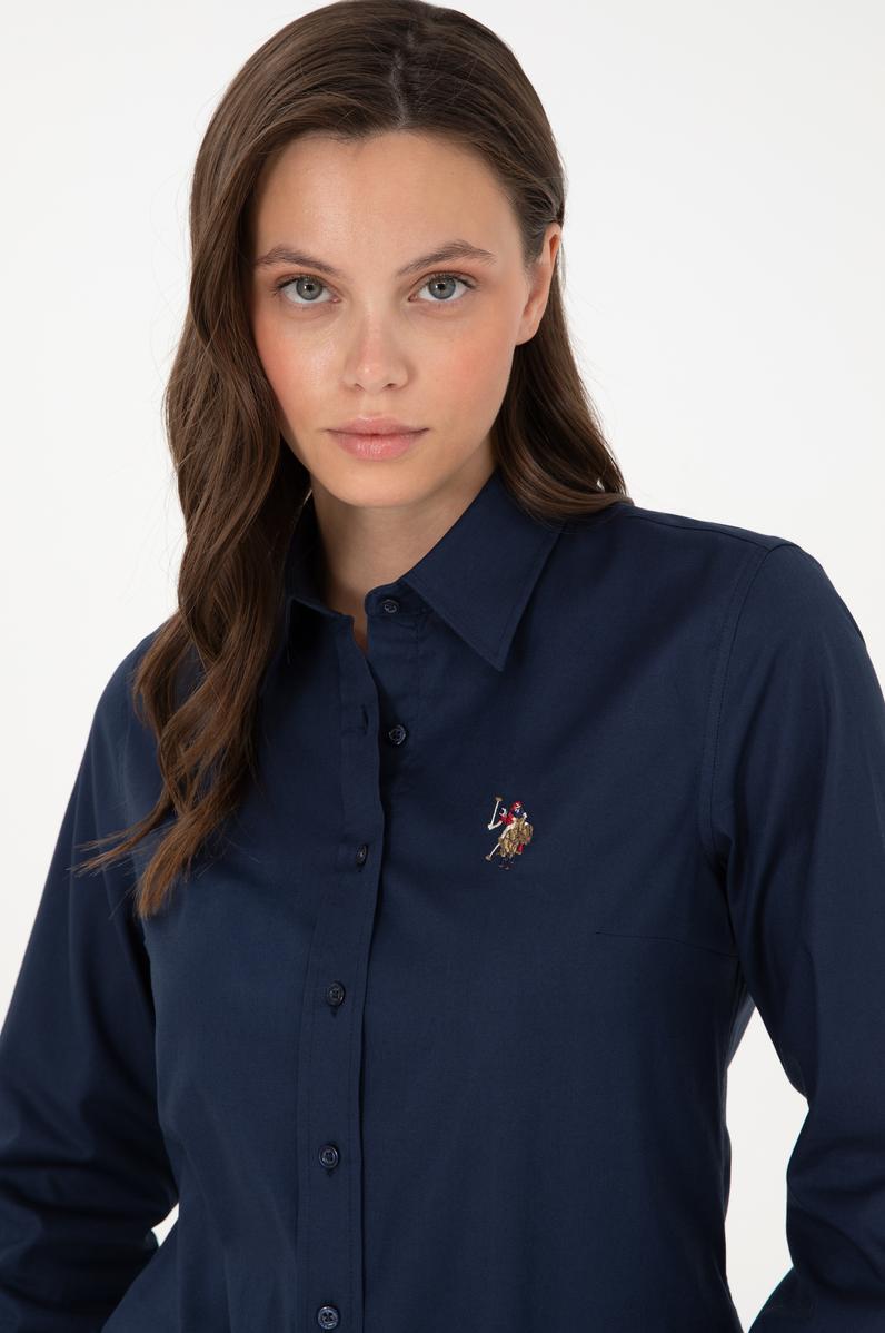 Kadın Lacivert Uzun Kollu Basic Gömlek
