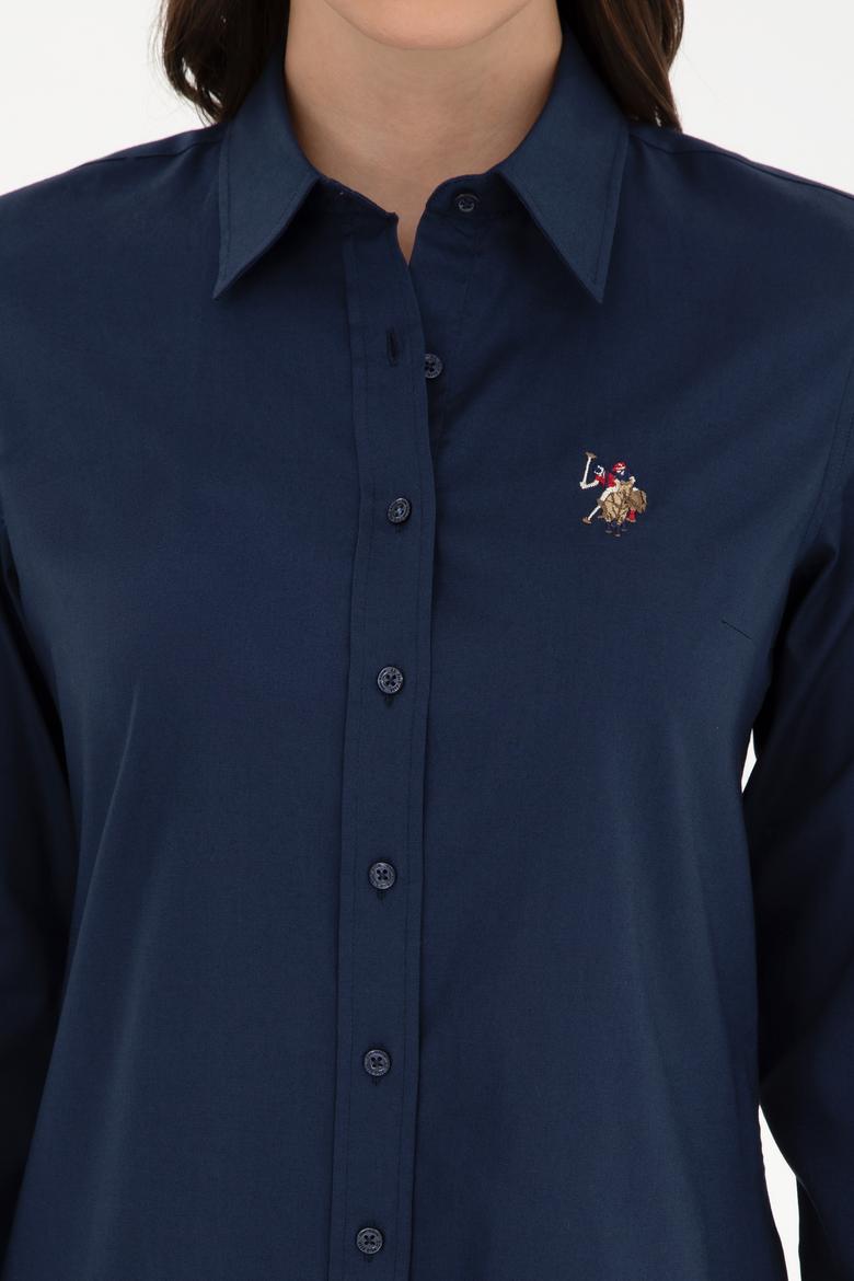 Kadın Lacivert Uzun Kollu Basic Gömlek - 50295710021