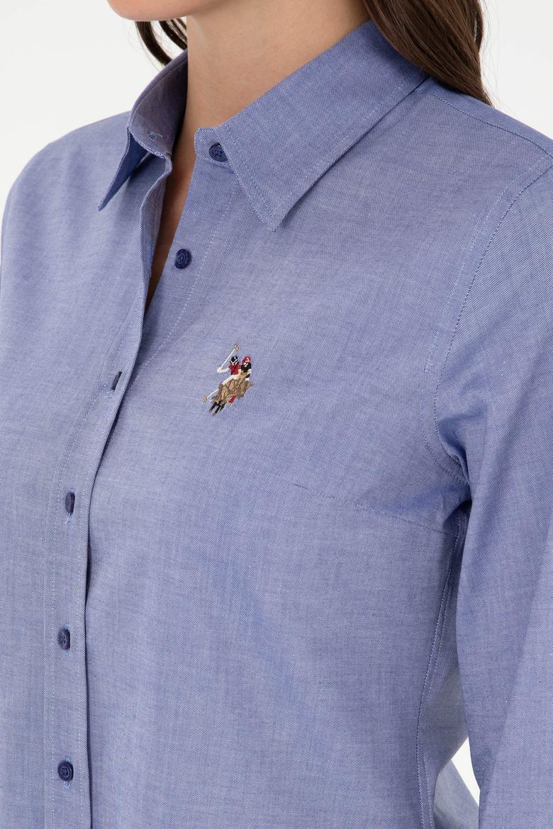 Kadın Mavi Uzun Kollu Basic Gömlek - 50295710042