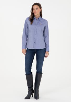 Kadın Mavi Uzun Kollu Basic Gömlek - 50295710042