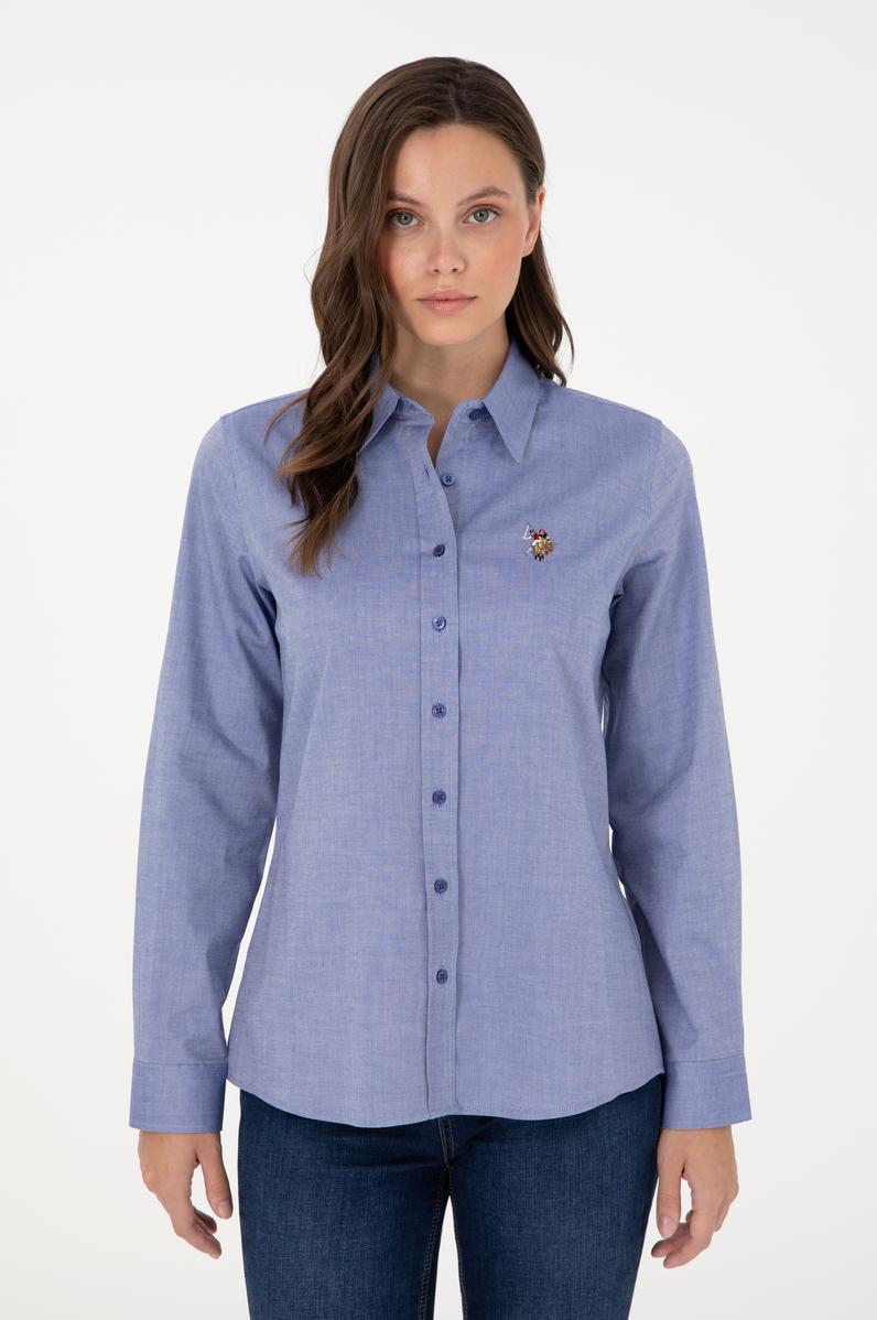 Kadın Mavi Uzun Kollu Basic Gömlek
