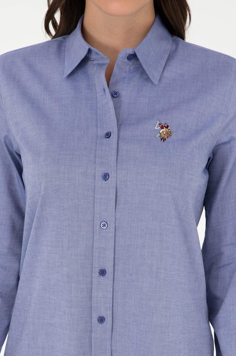 Kadın Mavi Uzun Kollu Basic Gömlek