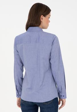 Kadın Mavi Uzun Kollu Basic Gömlek - 50295710042