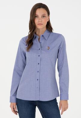 Kadın Mavi Uzun Kollu Basic Gömlek - 50295710042