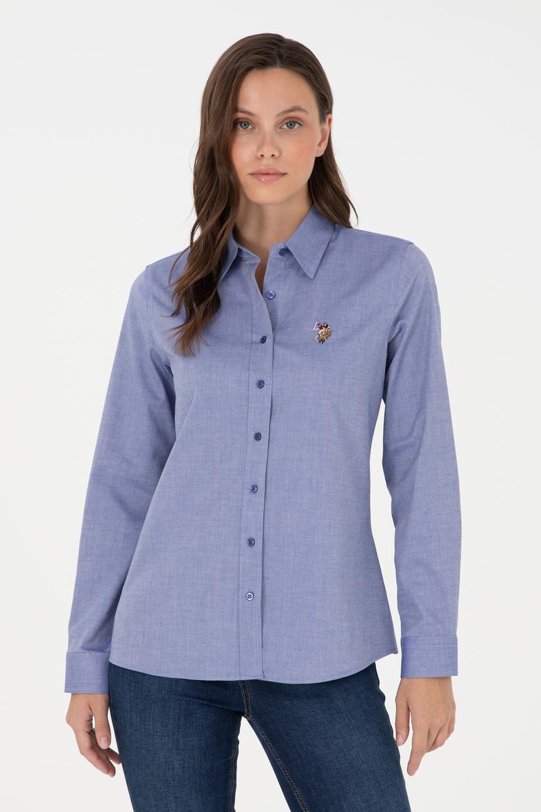 Kadın Mavi Uzun Kollu Basic Gömlek - 50295710042