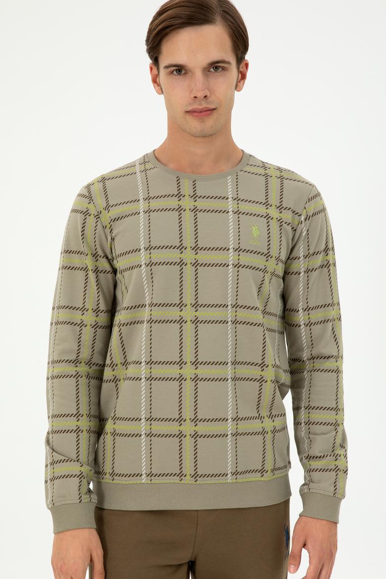 Erkek Regular Fit Bisiklet Yaka Açık Haki Sweatshirt - 50296087016