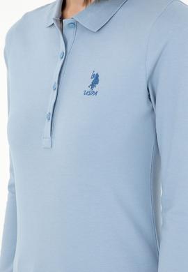 Kadın Açık Mavi Basic Polo Yaka Sweatshirt - 50297906016