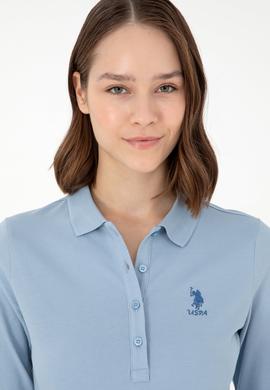 Kadın Açık Mavi Basic Polo Yaka Sweatshirt - 50297906016