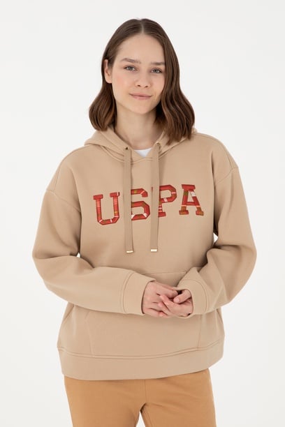 Kadın Kum Kapüşonlu Sweatshirt