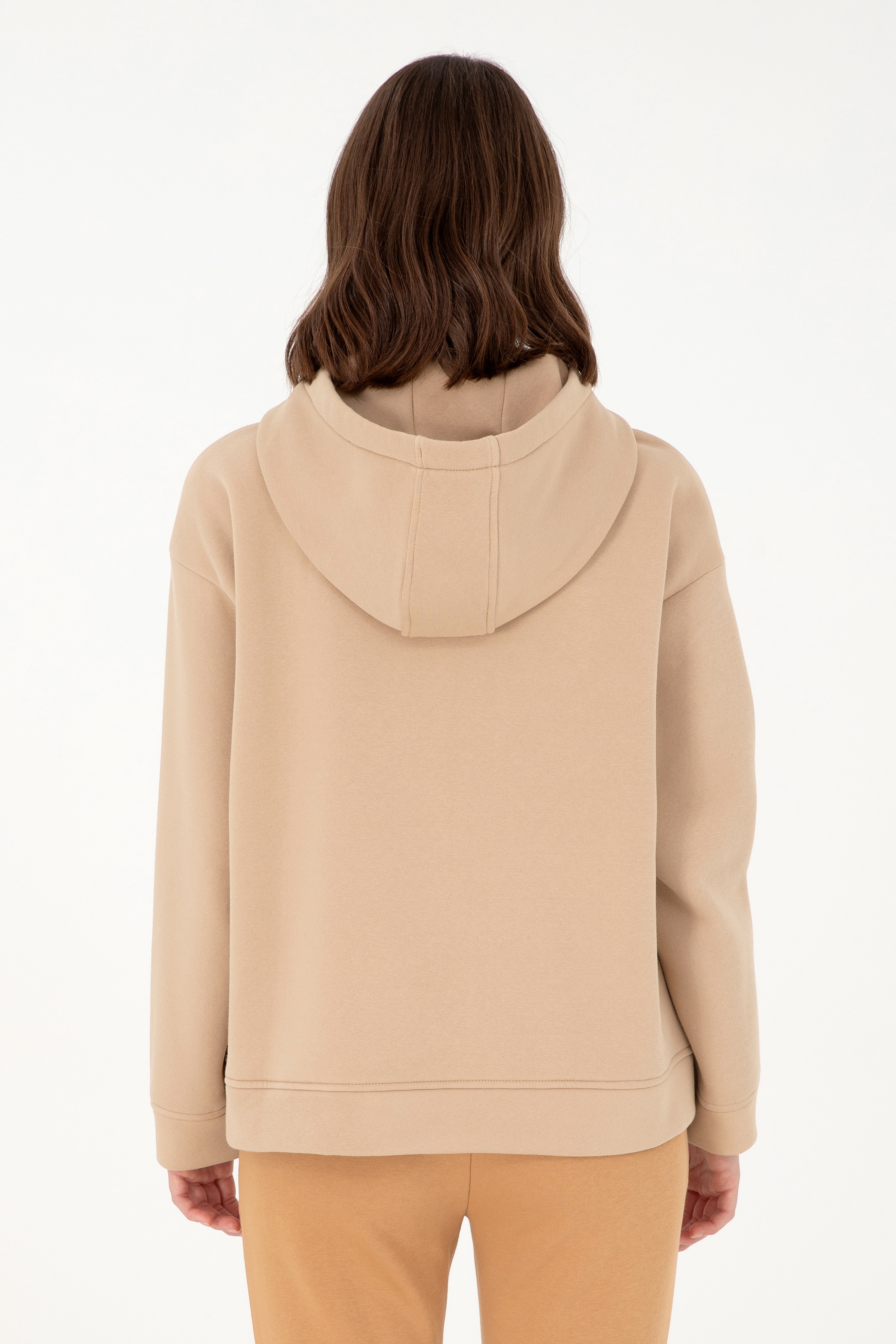 Kadın Kum Kapüşonlu Sweatshirt