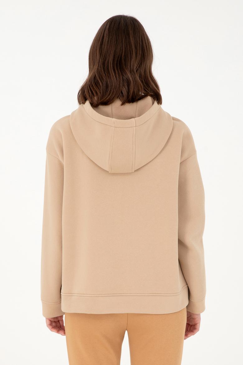 Kadın Kum Kapüşonlu Sweatshirt - 50298586013