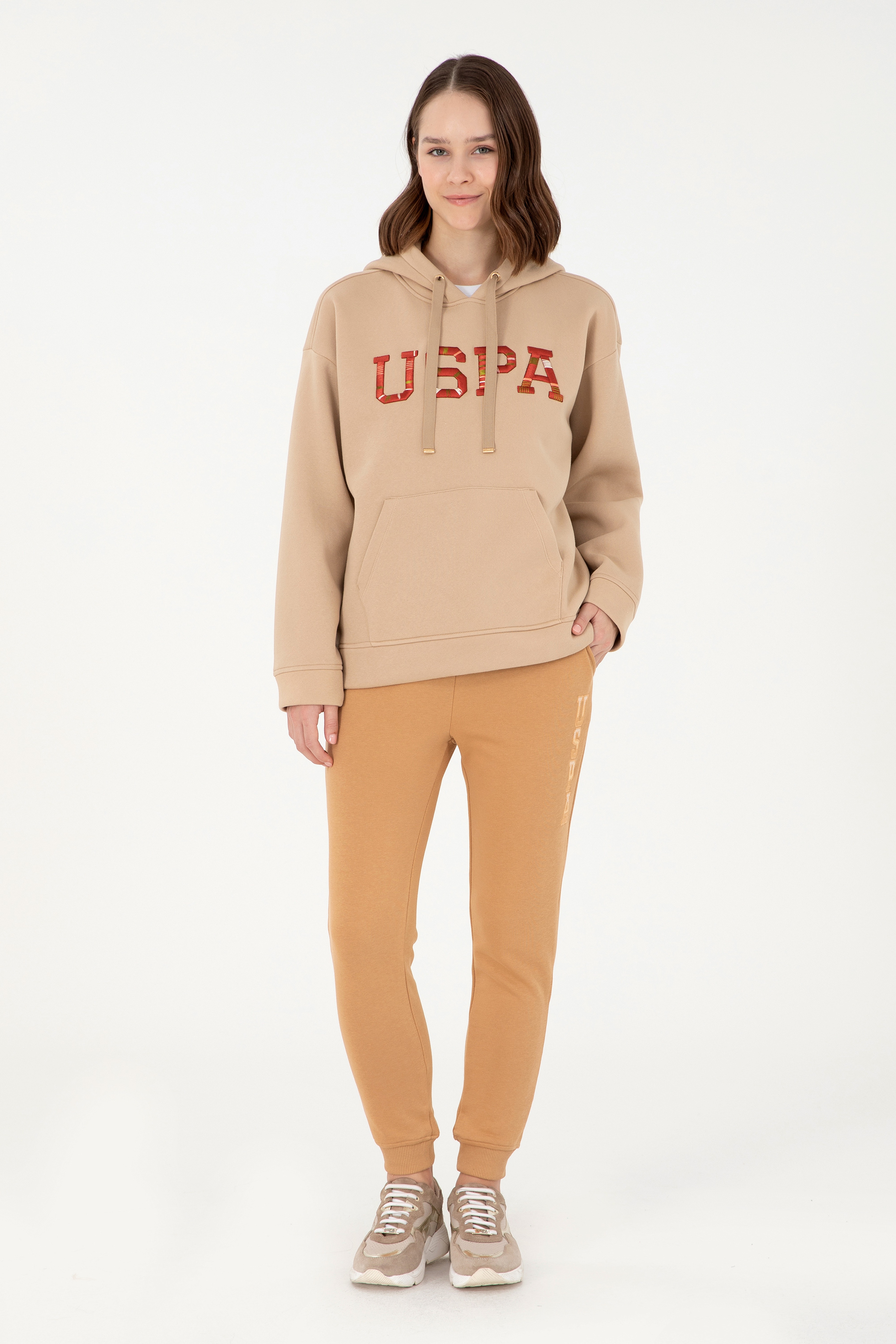 Kadın Kum Kapüşonlu Sweatshirt - Image 4