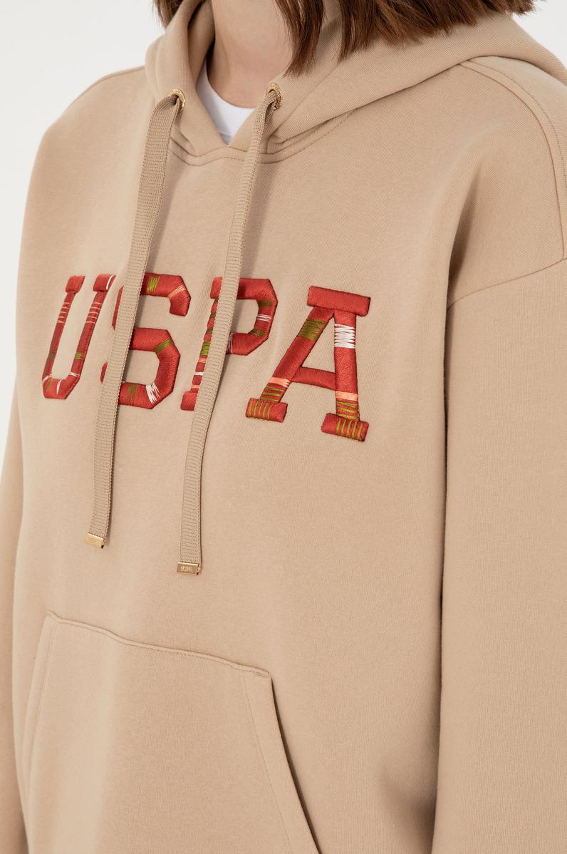 Kadın Kum Kapüşonlu Sweatshirt